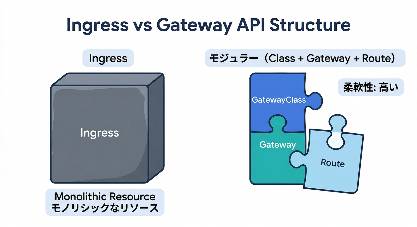 Ingress vs Gateway API Structure