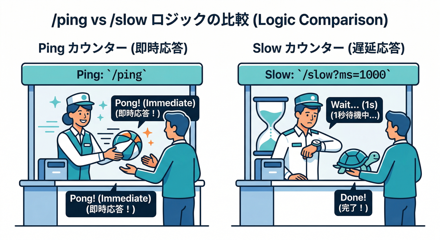 /ping vs /slow Logic