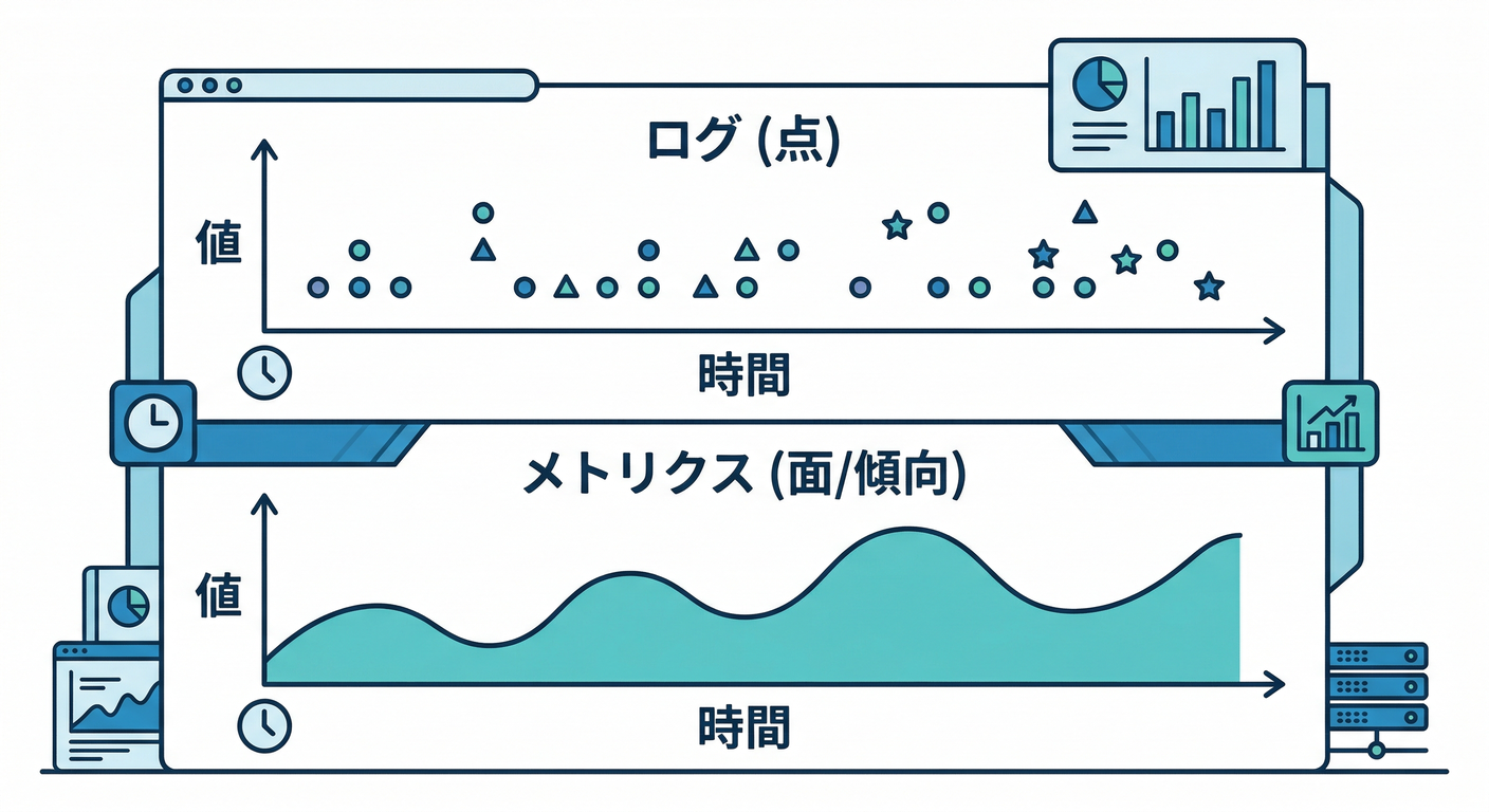 Logs vs Metrics Visualization